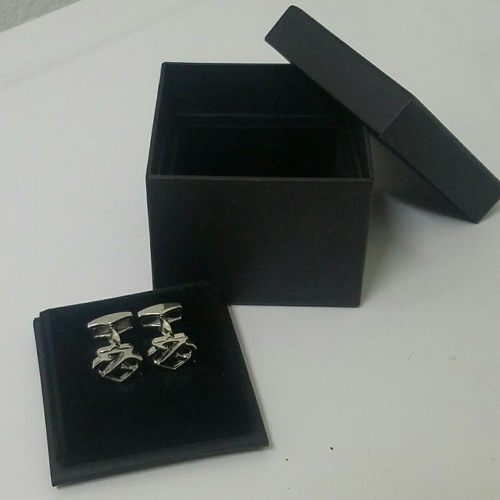 Silver Chivas Scotch Whisky logo men's Cuff Links